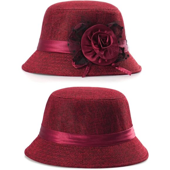 Vintage Felt Cloche Hat Women\'s Winter Fedora Floral Bowler Cap Gift main image 4